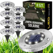 Lampy ogrodowe - Zestaw 8x Lampki SOLARNE GRUNTOWE DIODY DISK LIGHT - miniaturka - grafika 1