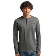 Bluzy męskie - Superdry Vintage Logo Emb L/S Henley Bluza męska, Asphalt Grey Grit, S - miniaturka - grafika 1