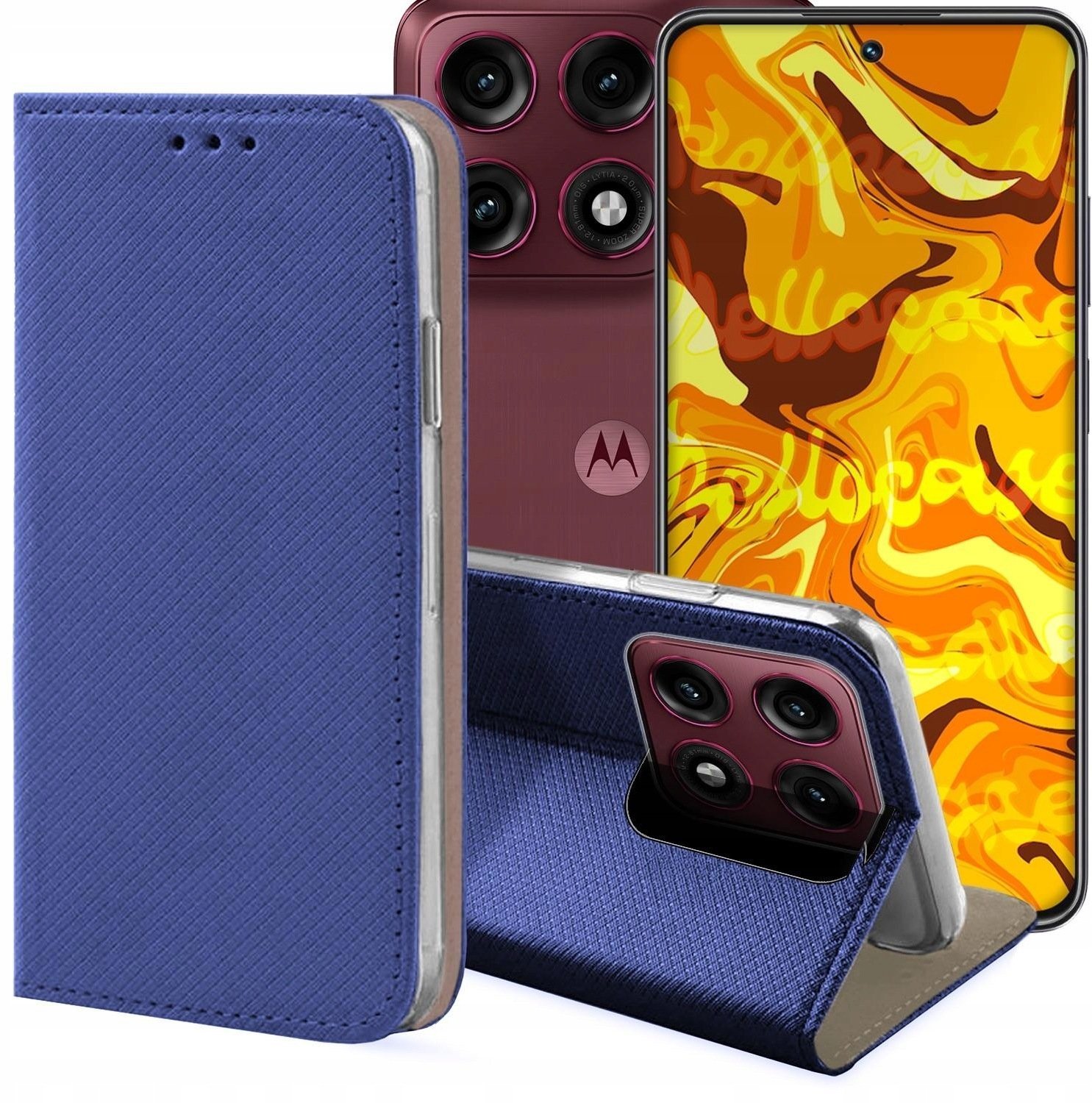 Hello Case Etui z Klapką Do Motorola Edge 70 Pro Granatowe, Magnetyczne, Zamykane BOOK0781
