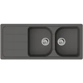 Zlewozmywaki - HANSGROHE Zlewozmywak dwukomorowy z ociekaczem S52 43348290 Kamienny szary 50x116 - miniaturka - grafika 1