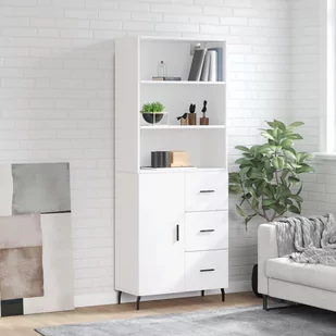 vidaXL Witrynka, biała, 69,5x34x180 cm, materiał drewnopochodny - Witryny - miniaturka - grafika 1