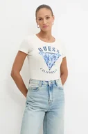 Koszulki sportowe damskie - Guess t-shirt damski kolor beżowy W4BI19 J1314 - miniaturka - grafika 1