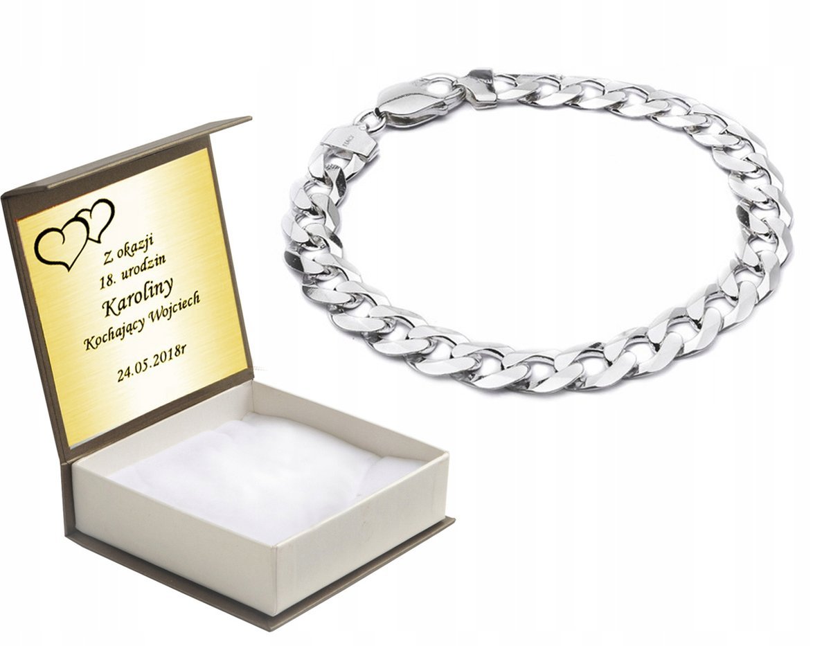 Bransoletka Srebrna Męska Pancerka + Grawer