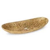 Patelnie - Patera dekoracyjna żywica + kamionka KIARA 38X18X6 złota - miniaturka - grafika 1