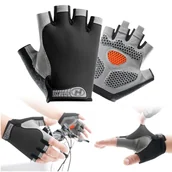 Rękawiczki rowerowe - RĘKAWICZKI ROWEROWE KRÓTKIE BEZ PALCÓW RĘKAWICE NA ROWER MĘSKIE SZARE M - miniaturka - grafika 1