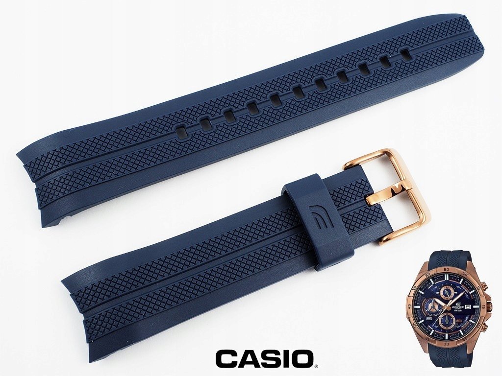 Pasek Casio EFR-556PC-2AV EFR-556 EFR-556PC niebieski złota klamra