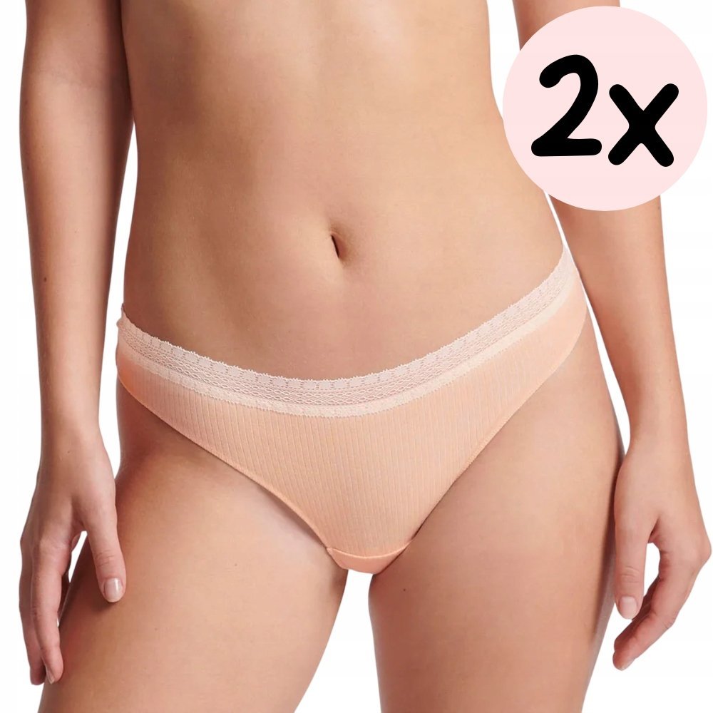 Majtki Sloggi GO Ribbed H Brazil 2-pack 42 (XL) Różowe Bawełna Organiczna