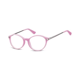 Okulary korekcyjne, oprawki, szkła - Okulary dziecięce zerówki okrągłe lenonki AK46C różowe - grafika 1