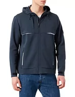 Bluzy męskie - BOSS Męska bluza z kapturem Sybrique z mieszanki bawełny ze zdejmowanym szalem, Navy410, S - miniaturka - grafika 1