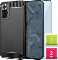 Etui i futerały do telefonów - Etui do Xiaomi Redmi Note 10 Pro / 10 Pro Max Czarne, Karbon Szkło 9H - miniaturka - grafika 1