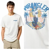 Koszulki męskie - Wrangler RELAXED TEE luźny biały t-shirt bawełniana koszulka nadruk logo L - miniaturka - grafika 1