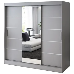 Szafa przesuwna 1 x Lustro 200x200 Pepe , Antracyt mat - Szafy - miniaturka - grafika 1