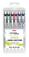 Długopisy - Pentel EnerGel BL77-6 EnerGel Zestaw 6 długopisów żelowych z mechanizmem drukującym, średnica kuli 0,7 mm = grubość linii 0,35 mm, plastikowe pudełko wielokrotnego napełniania Różne kolory - miniaturka - grafika 1