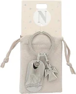 Koszulki i topy damskie - Depesche 11800-017 Srebrny brelok do kluczy z literą N i aniołem stróżem, stop cynku, w zestawie z kolorowym aksamitnym etui - miniaturka - grafika 1
