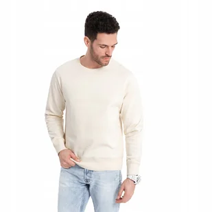 Bluza męska dresowa BASIC 100% bawełna kremowa V11 OM-SSBN-0175 XL - Bluzy męskie - miniaturka - grafika 1