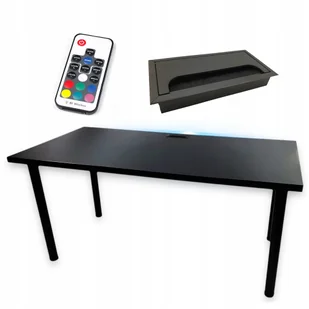 Biurko Gamingowe Czarne Led Przepust 28 Producent - Biurka gamingowe - miniaturka - grafika 1