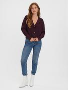 Swetry damskie - Vero Moda Kardigan "Lea" w kolorze śliwkowym - miniaturka - grafika 1