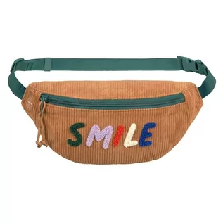 Torebki damskie - LÄSSIG Dziecięca torba na ramię z regulowanym paskiem/mini Bum Bag Cord Smile Caramel, beżowy, Dziecięca torba na brzuch - grafika 1