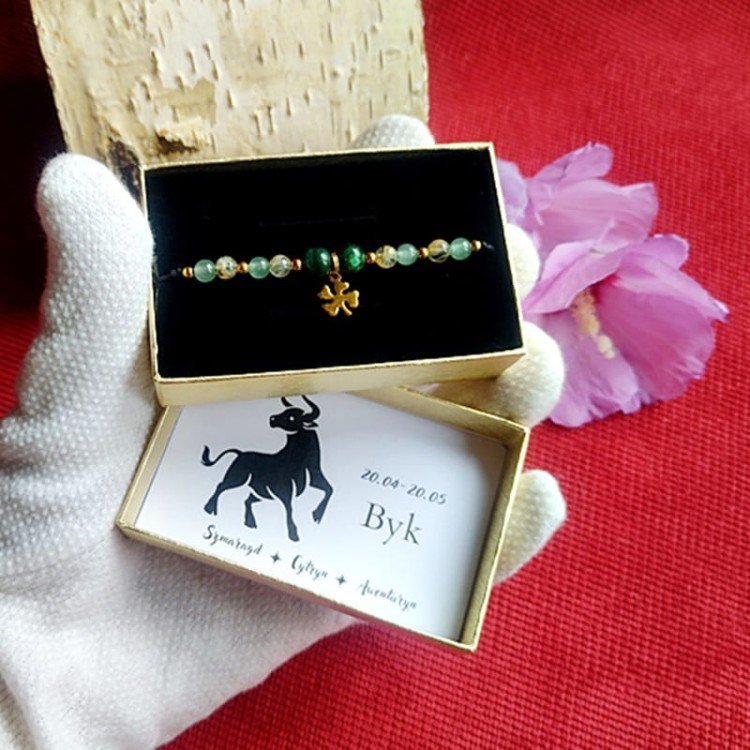 BYK Bransoletka Znak Zodiaku Koniczynka Kamienie Naturalne/GiovanniDivine
