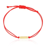 Bransoletki - Bransoletka sznurek czerwony z blaszką złoto pr. 585 - miniaturka - grafika 1