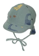 Czapki damskie - Sterntaler Unisex dziecięca dwustronna czapka z daszkiem na kark, dinozaury, czapka dziecięca, ciemnozielony, 35 - miniaturka - grafika 1