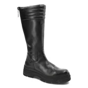 Kozaki damskie - Czarne Kozaki Marco Tozzi Wygodne Skórzane Buty Damskie - miniaturka - grafika 1