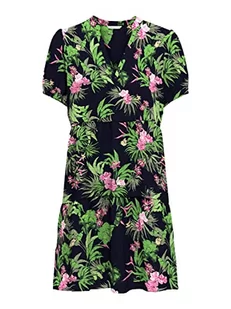 ONLY Onlnova Life S/S Thea Dress Aop Ptm sukienka letnia Kobiety, Black/Aop:436 Pure Tropical, XL - Sukienki - miniaturka - grafika 1