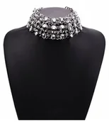 Naszyjniki - SREBRNY szeroki CHOKER ozdoby na szyję kolia z cyrkoniami elegancka - miniaturka - grafika 1