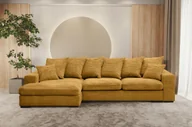 Narożniki - Sofa w kształcie L GABON narożnik z funkcją spania tkanina Zoom żółty lewy - miniaturka - grafika 1