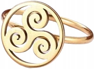 Złoty Pierścionek Celtycki Triskelion Elegancki Modny Stal Szlachetna