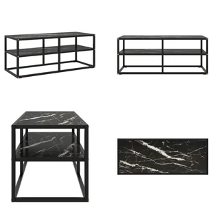 vidaXL Szafka pod TV czarna z czarnym szkłem o wyglądzie marmuru 100x40x40 cm - Szafka pod TV - Szafki pod TV - Szafka pod TV - Stolik pod TV - Szafki RTV - miniaturka - grafika 1