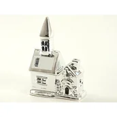 Ozdoby bożonarodzeniowe - Domek ceramiczny srebrny - miniaturka - grafika 1