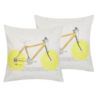 Poduszki dekoracyjne - 2 Bawełniane Poduszki Dekoracyjne Z Motywem Roweru 45 X 45 Cm Wielokolorowe Ruscus - miniaturka - grafika 1