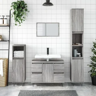 Szafka łazienkowa szara Sonoma 80x33x60 cm materiał drewnopochodny - Szafki łazienkowe - miniaturka - grafika 1