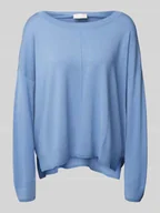 Swetry damskie - Sweter z dzianiny o kroju oversized z okrągłym dekoltem - miniaturka - grafika 1