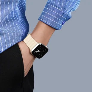 Dux Ducis Magnetic Strap pasek do Watch 7 / 6 / 5 / 4 / 3 / 2 / SE (41 / 40 / 38mm) magnetyczna opaska beżowy (Chain Version) - Etui i futerały do telefonów - miniaturka - grafika 5