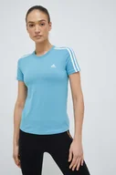 Koszulki sportowe damskie - adidas t-shirt bawełniany kolor niebieski - miniaturka - grafika 1
