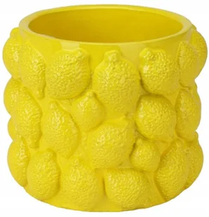 Osłonka na doniczkę betonowa żółta 16,5x14cm wzór w cytryny 3D nowoczesna - Donice - miniaturka - grafika 1
