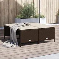 Fotele i krzesła ogrodowe - vidaXL Stołki ogrodowe z poduszkami, 4 szt., brązowe, polirattan - miniaturka - grafika 1