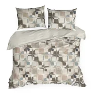 Pościel - Pościel satynowa SPRING 160x200 Eurofirany beżowa abstrakcyjny geometryczny wzór - miniaturka - grafika 1