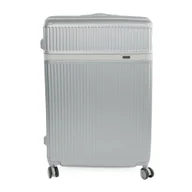 Walizki - Walizka podróżna twarda duża Solier Nokiro 28' XL - srebrny - miniaturka - grafika 1