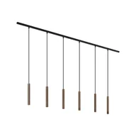 Lampy sufitowe - QAZQA Nowoczesny system oświetlenia szynowego z 6 lampami wiszącymi w kolorze brązu, jednofazowy - Slimline Keno - miniaturka - grafika 1