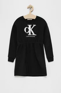 Sukienki - Calvin Klein Jeans Jeans Sukienka dziecięca kolor czarny mini prosta - grafika 1
