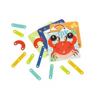 Układanki dla dzieci - Tooky Toy Lumarko Drewniana Układanka Klocki Kołki Wzory Zwierząt Do Odtworzenia TH123 Lek - miniaturka - grafika 1