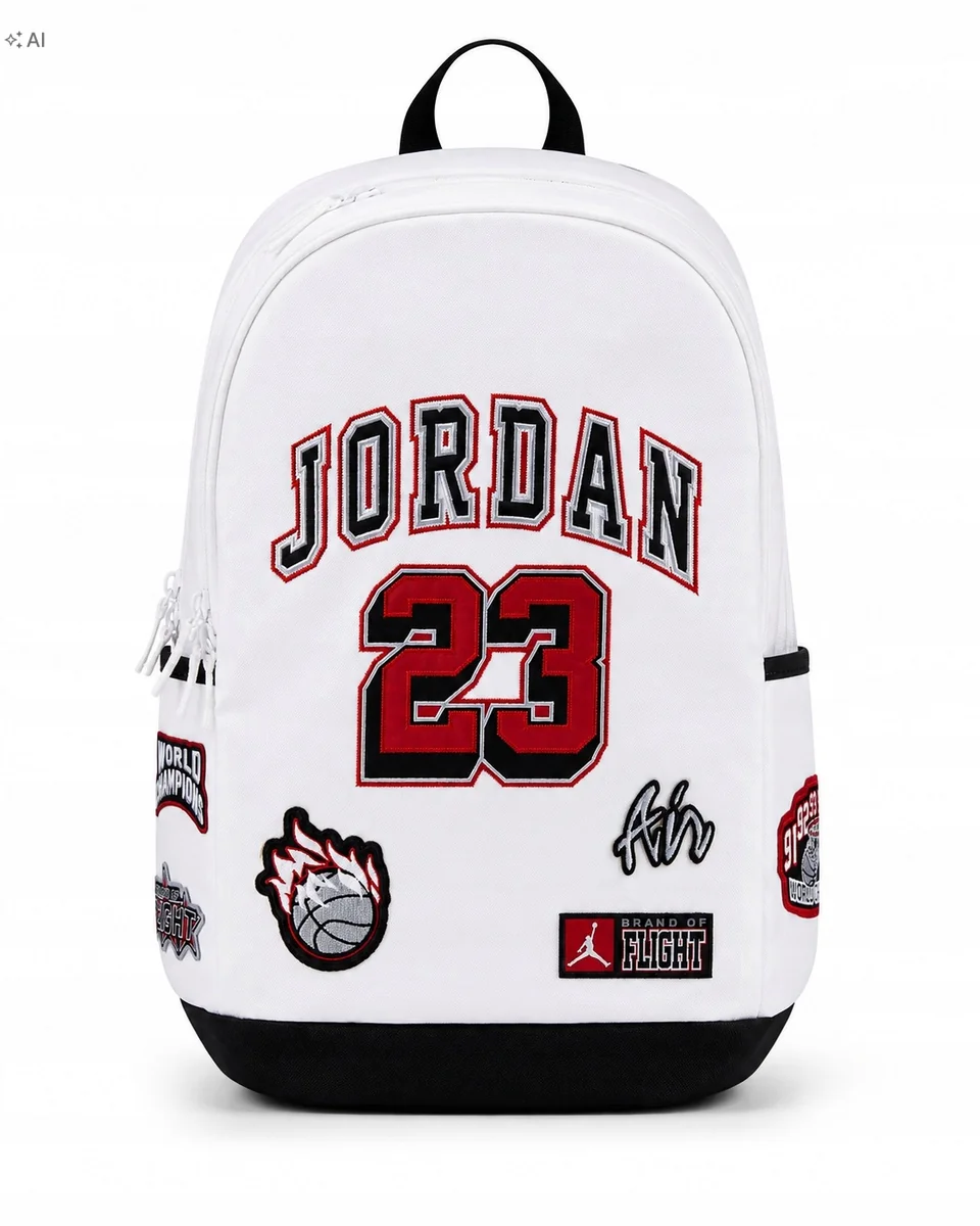 Jordan JP Backpack 23 biały plecak unisex z naszywkami