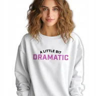 Bluzy męskie - Bluza Biała Dresowa A LITTLE BIT DRAMATIC Napisy Sentencje Wzory Rozmiar S - miniaturka - grafika 1