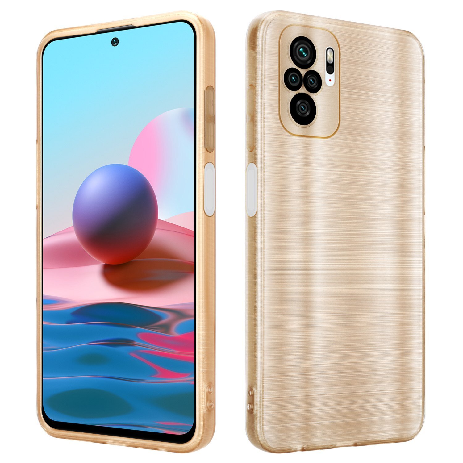 Cadorabo pokrowiec ochronny na Xiaomi RedMi NOTE 10 4G / RedMi NOTE 10S w kolorze złotym etui na telefon silikonowe etui TPU