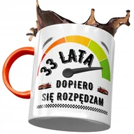 Kubki - Kubek Pomarańczowy na Urodziny 33 33cie 33-cie z Nadrukiem ze Zdjęciem + Opakowanie na prezent (wzór 01) - miniaturka - grafika 1