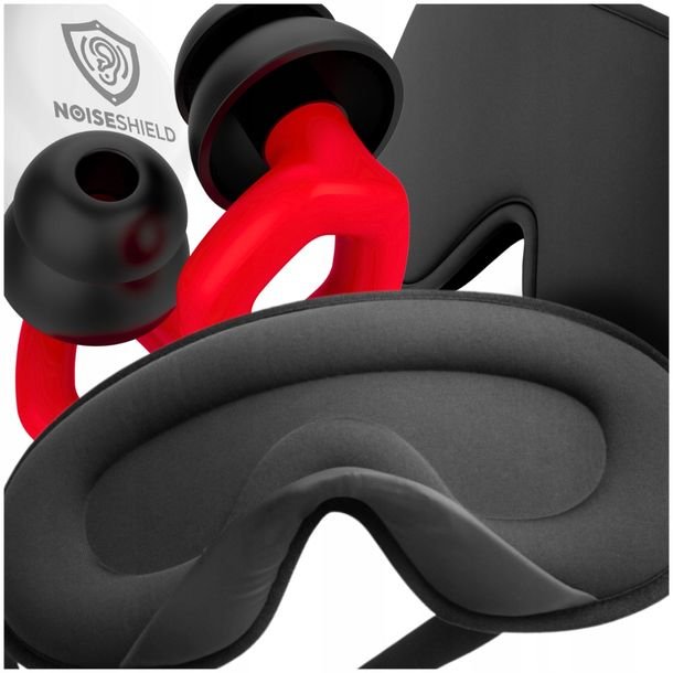 Opaska na oczy 3D zaciemniająca + Zatyczki do uszu silikonowe wielorazowe