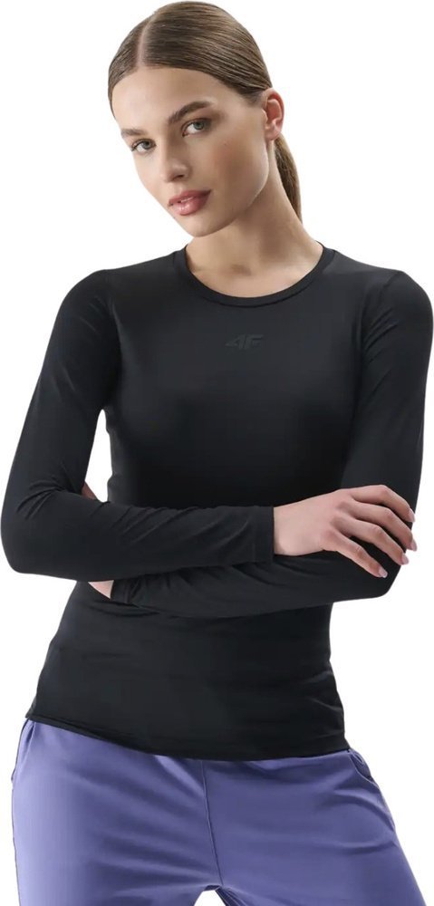 Koszulka damska 4F Longsleeve FNK F324 głęboka czerń 4FRSS25TFLOF324 20S L
